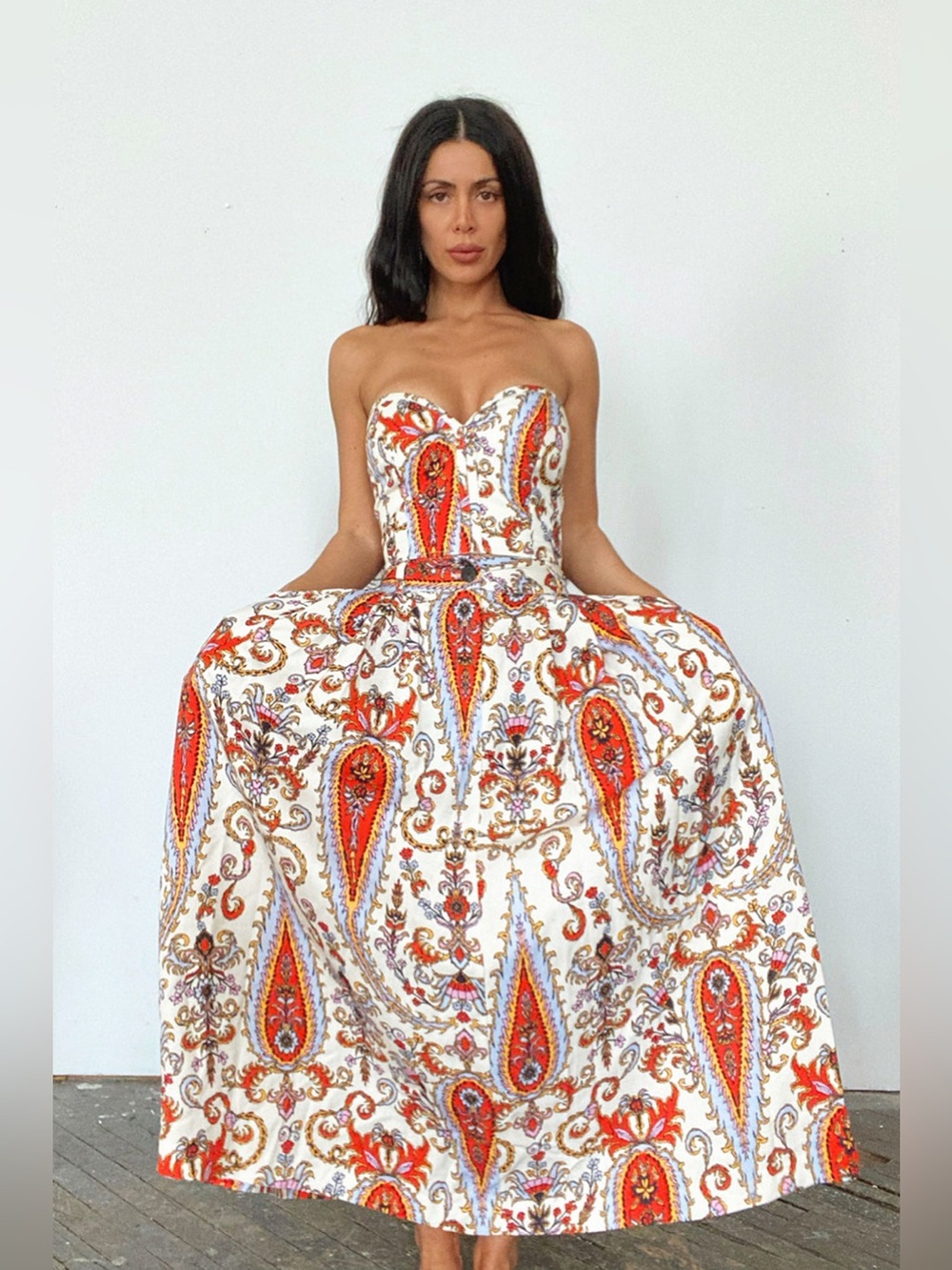 Mara Hoffman Tulay Paisley High Waist A-Line Skirt Sz 12